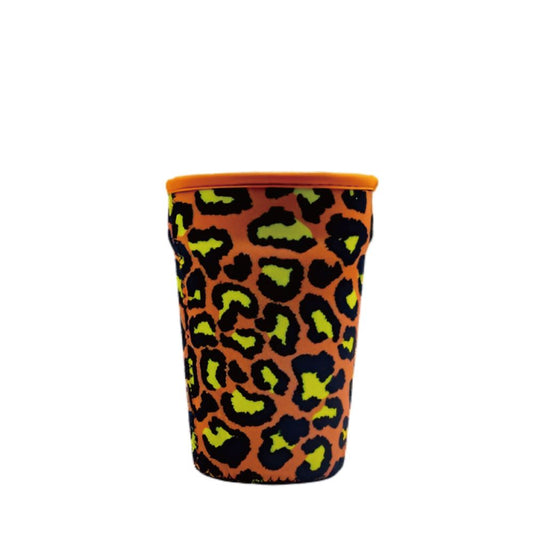 Cup Holder, Orange Leopard Print Pattern