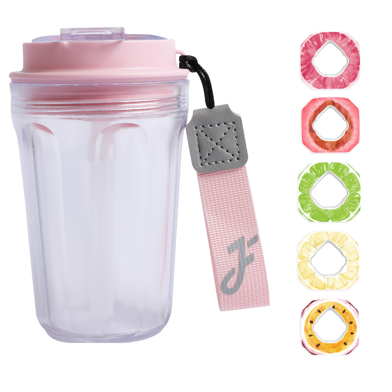 22oz Pink Flip Straw Reusable Water Bottle BpA Free